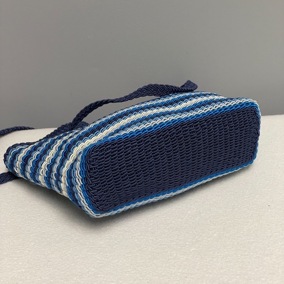 Woven Blue Stripe Crossbody Handbag - Picture 6 of 11